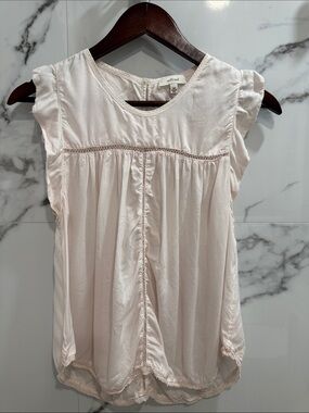 Wilfred Blush Cap-Sleeve Lace-Trim babydoll Blouse (xxs)